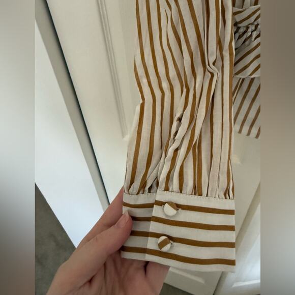 Robert Rodriguez Mariel Blouse Striped Ruffle V-Neck 3/4 Sleeves Size 6 - Picture 6 of 8